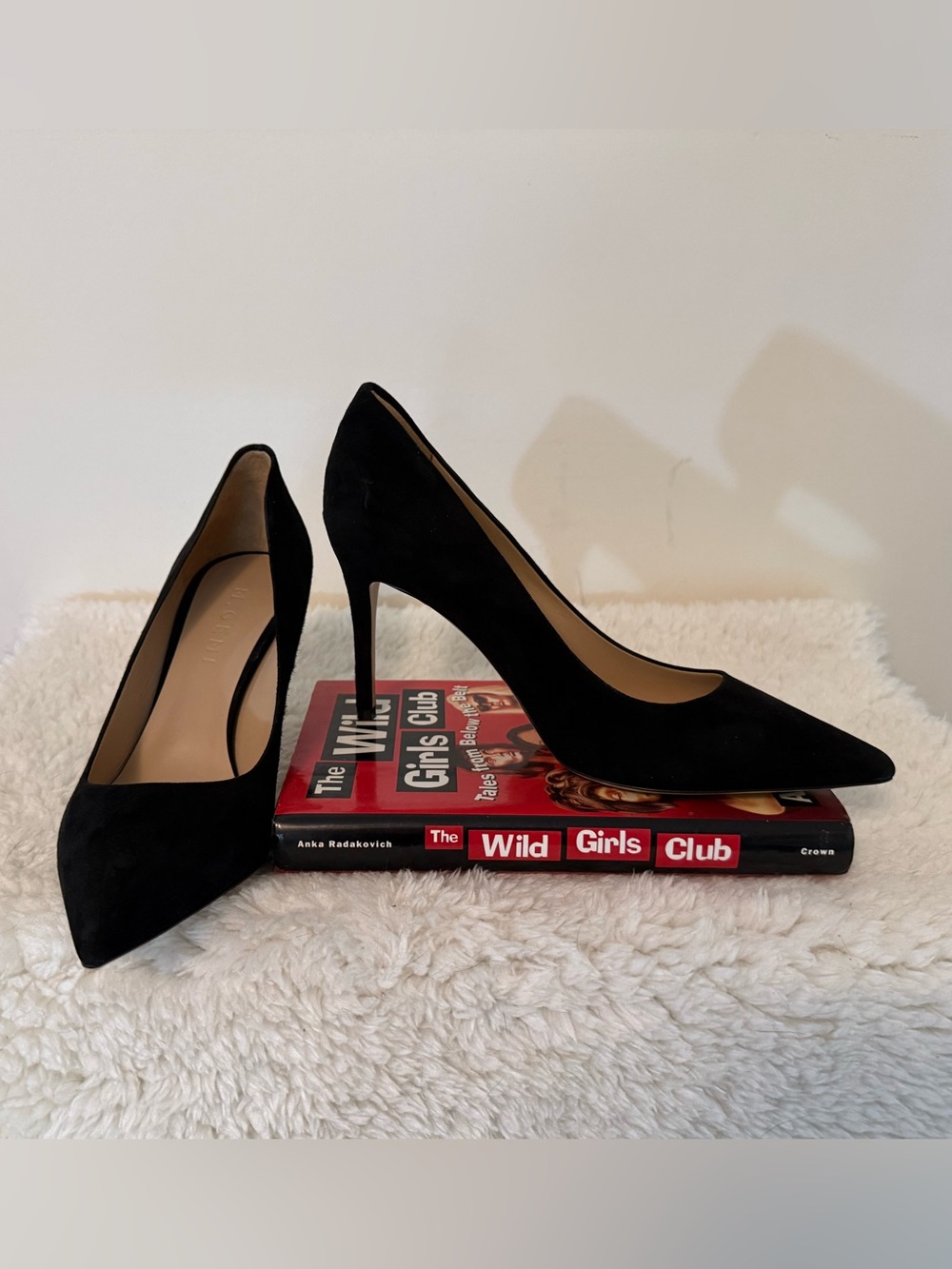 M. Gemi Black Suede Pointed-Toe Stiletto Pumps